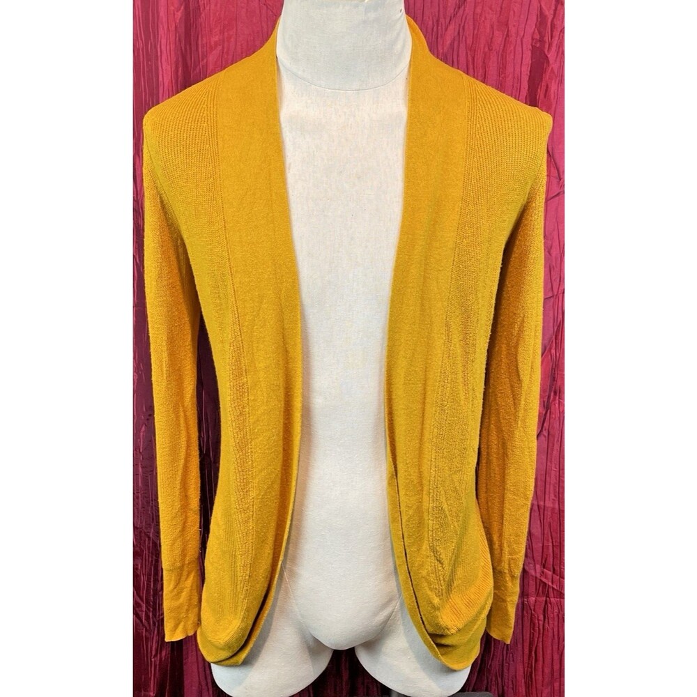Womens A New Day Gold Rib Knit Buttonless Cardigan Sweater sz Med